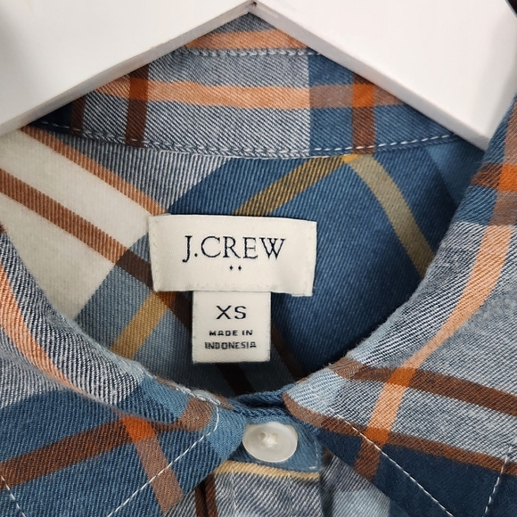 J. Crew Women's Opal-Blue Multi Plaid Lightweight Button-Up Flannel Shirt XS - Picture 6 of 9